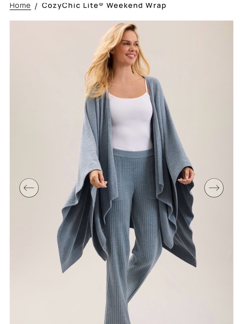 Barefoot Dreams CozyChic Lite Weekend Wrap - Steel Blue